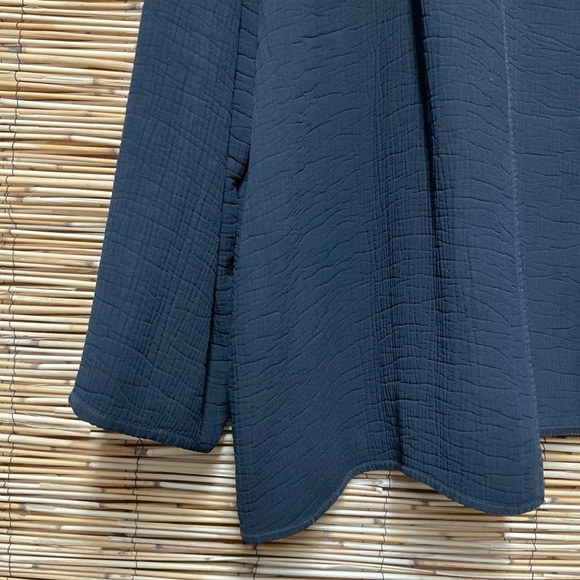 Eileen Fisher Black Rayon-Silk Textured Open Front Cardigan Size XL Minimalist - Picture 3 of 7